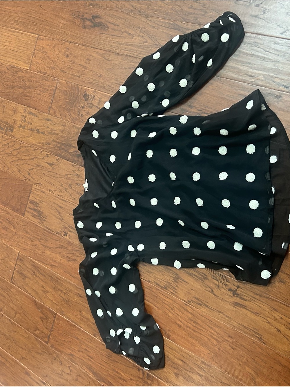 Jodifl small black Polka Dot Blouse with Puff Sleeves
